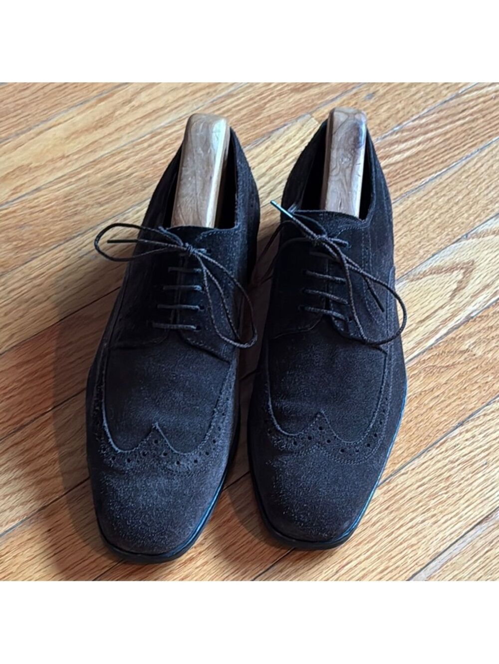 Hugo Boss Suede Wingtip Oxfords | Chocolate Brown